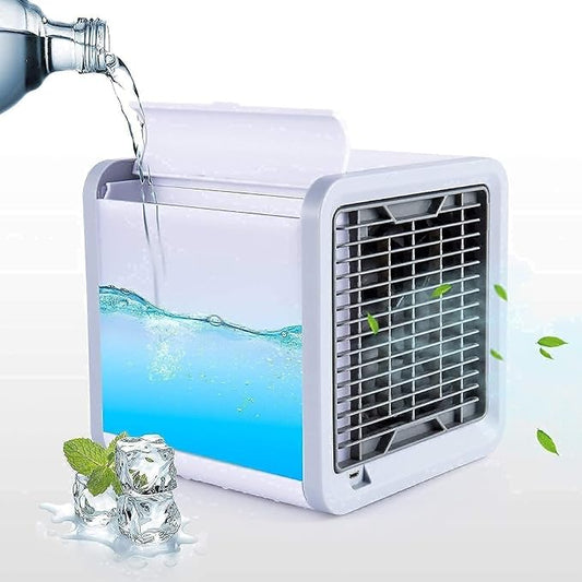 CoolBreeze™️ Mini Portable Air Cooler with Humidifier, USB and LED lights